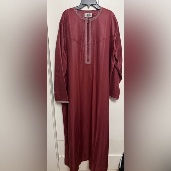 Other - Men's Classic Embroidered Long Sleeve Shirt - Burgundy